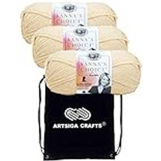 Lion Brand Vanna's Choice Beige 860-123 (3-SKEINS-Samme farvestof) Bundne medium #4 Akrylgarn til hækling og strikning med projektpose