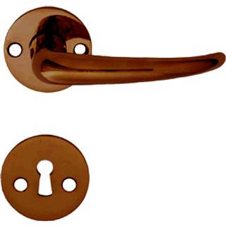 Coupé dørhåndtag i bruneret messing inkl. roset og nøgleskilt c/c 30 mm