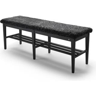 Oscarssons Möbel, Nadja Bench 130 cm Sortbejdset ask/fåreskind Mørkegrå