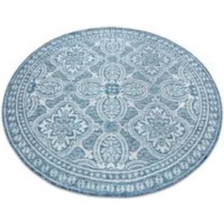 Sisaltæppe SISAL LOFT 21193 hjul BOHO elfenben/sølv/blå cirkel 160 cm