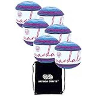 Lion Brand Mandala Hades 525-244 (6-SKEINS-Samme farvestof) DK ??Light Worsted #3 Akrylgarn til hækling og strikning med projektpose