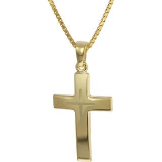 trendor 35790 Kreuz-Anhänger Gold 333 + goldplattierte Silber-Halskette