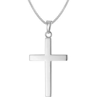trendor 41228 Herren-Halskette mit Kreuz-Anhänger 28 mm Silber 925