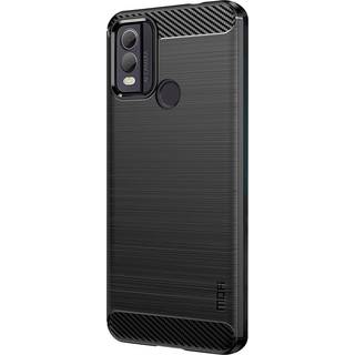 Nokia C22 Mofi Brushed Carbon Fiber Fleksibelt Plastik Bagside Cover - Sort