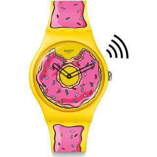 Swatch The Simpsons Collection Seconds Of Sweetness Pay! Quartz Yellow Dial Yellow Silicone Strap Unisex Watch SO29Z134-5300