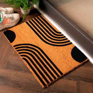 Artsy Mats Artsy Mats Natural and Black Abstract Lines Doormat