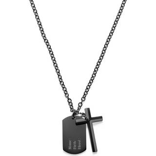Stilfuld Halskæde m. Sort Kors & Dogtag