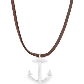 Læderhalskæde med Sølvtonet Anker