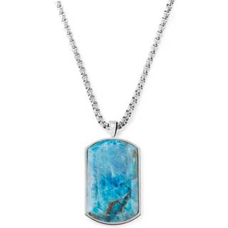 Orisun | Sølvfarvet Rustfri Stål Apatit Sten Dog Tag Halskæde