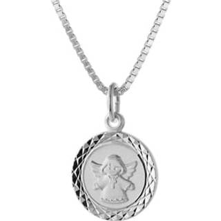 trendor 75326-V Engel-Anhänger für Kinder Weißgold 585 (14 Kt) mit Silberkette