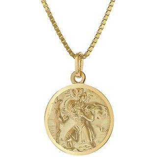 trendor 41382 Christophorus Anhänger Ø 16 mm Gold 585 + vergoldete Silberkette