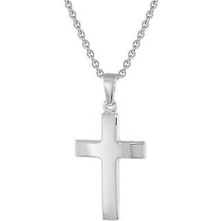 trendor 75966 Kreuz-Anhänger 21 mm Weißgold 333 (8 Karat) mit Silberkette