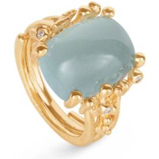 OLE LYNGGAARD COPENHAGEN BoHo 18 kt. guld ring med akvamarin og 5 brillanter - Str. 54