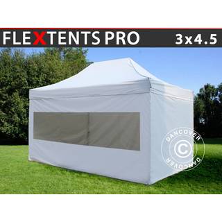 Foldetelt FleXtents Easy up pavillon PRO 3x4,5m Hvid, inkl. 4 sider