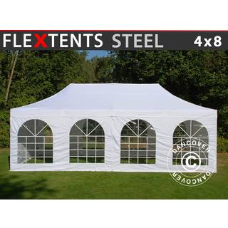 Foldetelt FleXtents Easy up pavillon Steel 4x8m Hvid, inkl. 4 sider