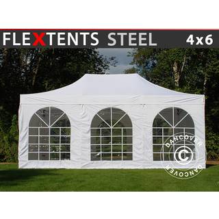 Foldetelt FleXtents Easy up pavillon Steel 4x6m Hvid, inkl. 4 sider