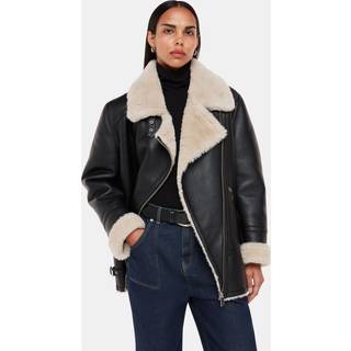 Whistles Whistles Black Faux Fur Aviator Coat