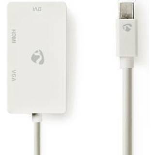 Nedis Mini DisplayPort kabel | DisplayPort 1.2 | Mini DisplayPort han | DVI-D 24+1-Pins Hun / HDMI™ Input / VGA Hun | 21.6 Gbps | Nikkelplateret | 0.20 m | Runde | PVC | Hvid | Blister
