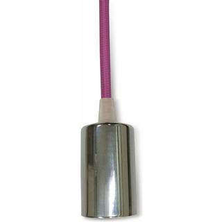 E27 KOPPENDELLAMPE - Chrome Metal, Rose Rød