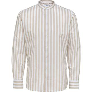 Selected SLHSLIMNEW-LINEN SHIRT LS BAND W Kelp Stripes