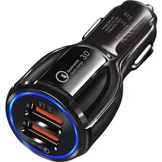 Quick Charge 3.0 30W Hurtig Billader DC-681 - 2 x USB - Sort