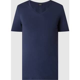 HANRO Herren T-Shirt blau Baumwolle & Mix unifarben