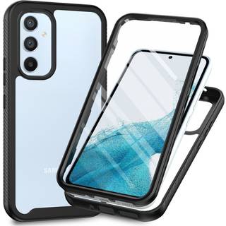 SKALO Samsung A54 5G Stødsikker Clear Hybrid Cover + Skaermbeskyttelse - Sort