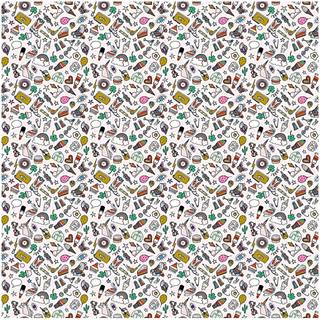 Stoff Icons rosa-mehrfarbig-gold 140cm - Rosa, Bunt, Gold