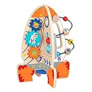Tooky Toy: 3D aktivitetsbræt formet som raket, træ