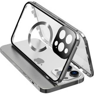 iPhone 15 Pro Max - cover i dobbeltsidet HD-hærdet glas, kompatibelt med MagSafe - sølv