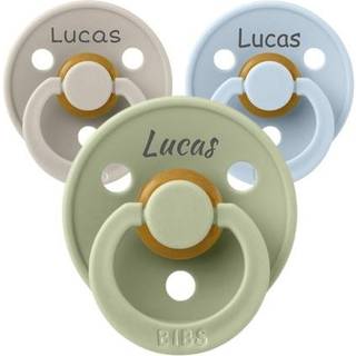 Bibs Colour, Str. 1 (0-6 Mdr.), Anatomisk - Latex, Sutter Med Navn, 5-pak