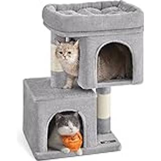 Feandrea Cat Tree, 67 cm Cat Tower, S, Cat Condo for killinger op til 3 kg, stor katteperson, 2 kattehuler, ridsetolit, lysegrå PCT611W01