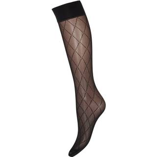 Check Knee High - Ternet Knæstrømpe - Black