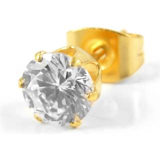 6mm Guldfarvet Rund Zirkon Ørestik