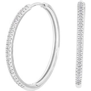 Siersbøl 14kt. hvidguldscreoler med diamant på i alt 0.15ct W/SI 23mm