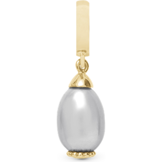 Grey Pearl Drop Hænger Charm 6 Mm Til Armbånd - Forgyldt Sterling Sølv - Christina
