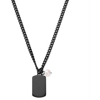 Ocata | Sort Dog Tag & Sort Perle Halskæde