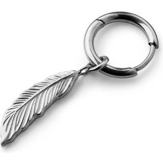 Sølvfarvet Titanium Hoop Ørering Med Fjer Vedhæng