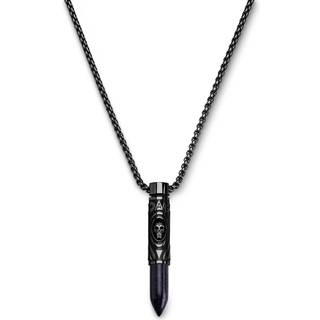 Rico | Sort Rustfri Stål & Blå Sandsten Patron Halskæde