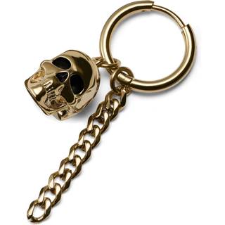 Guldfarvet Drop Hoop Stålørering m. Kranie & Kæde Vedhæng