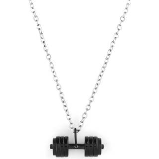 Stålhalskæde med Sorttonet "Pump Jern" Vedhæng