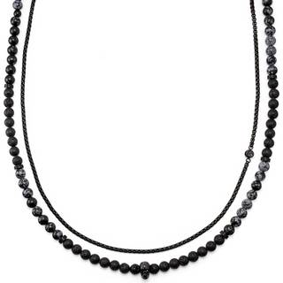 Rico Lava Rock & Snowflake Obsidian Halskæde Sæt