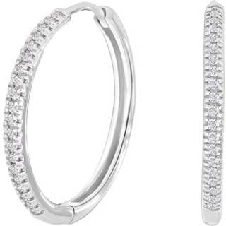 Siersbøl 14kt. hvidguldscreoler med diamant på i alt 0.11ct W/SI 18mm