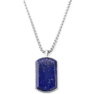 Orisun | Sølvfarvet Rustfri Stål Lapis Lazuli Dog Tag Halskæde