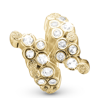 Champagne Magic Charm 6 Mm Til Classic Læderarmbånd - Guld 14 Karat m. 15 Hvide Topas - Christina