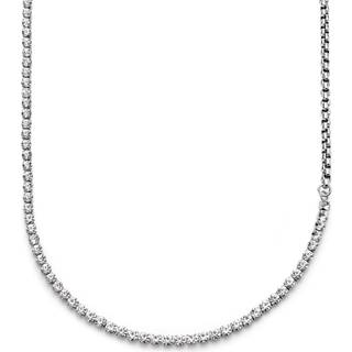 Amager | Sølvfarvet Zirkonia Rustfri Stål Halskæde