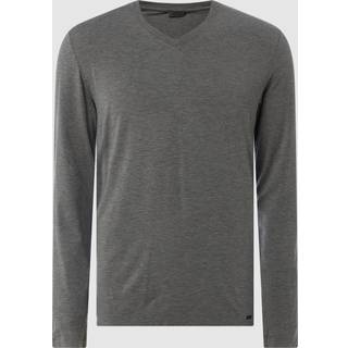 HANRO Herren Longsleeve grau Mikrofaser unifarben