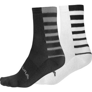 Endura Coolmax Stripe Cykelstrømper (Twin Pack) Sort og Hvid - Størrelse Small/Medium