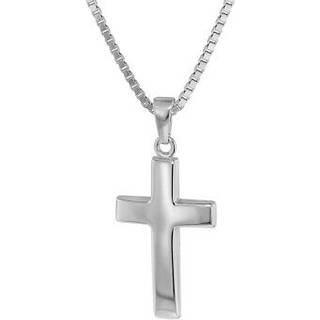 trendor 75440 Kreuz-Anhänger Weißgold 585 / 14K mit Silberkette