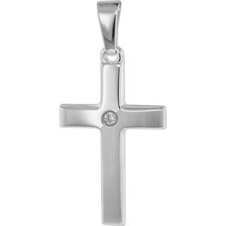 trendor 75449 Kreuz mit Zirkonia 19 mm Weißgold 585 / 14K
